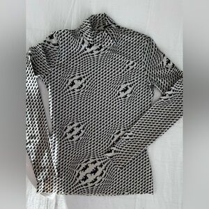 Marine Serre  white line Lizzard graphic Black and White Long Sleeve